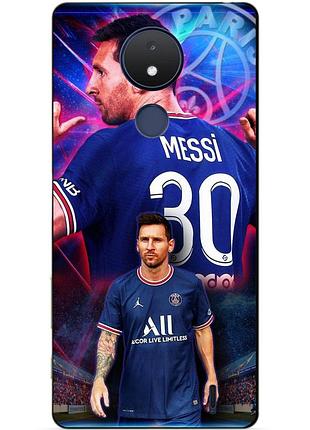 Силиконовый чехол бампер для nokia c21 с рисунком месси псж messi