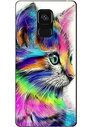 Силіконовий чохол бампер для samsung a8 plus з малюнком акварельний кіт