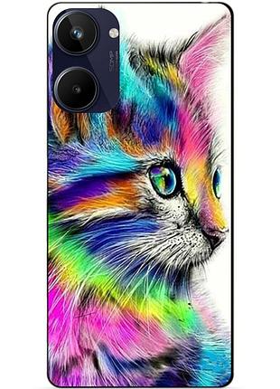 Силиконовый чехол бампер для realme 10 с рисунком акварельный кот