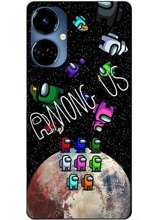 Силіконовий бампер чохол для tecno camon 19/19 pro з малюнком амонг ас among us