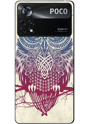 Силиконовый бампер чехол для xiaomi poco x4 pro 5g с рисунком сова