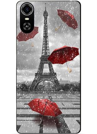 Силиконовый бампер чехол для zte blade a31 plus с рисунком дождь в париже