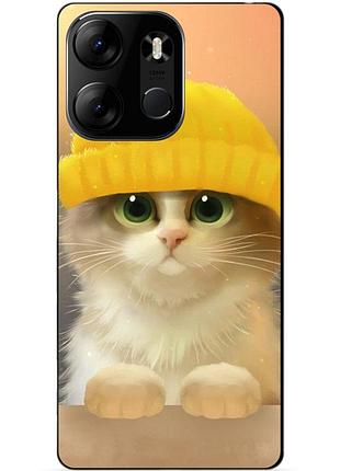Силіконовий бампер чохол для tecno spark go 2023 з малюнком котик у шапці
