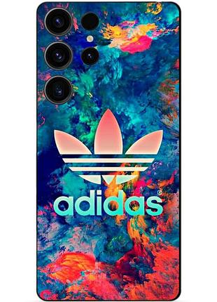 Чехол силиконовый бампер для samsung s23 ultra с рисунком адидас