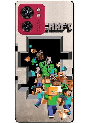 Силиконовый чехол бампер для motorola edge 40 с картинкой minecraft майнкрафт