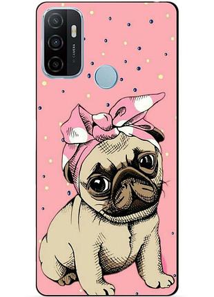 Силіконовий бампер чохол для oppo a53 з малюнком мопс