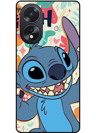 Силиконовый бампер чехол для oppo a38 с рисунком stitch стич
