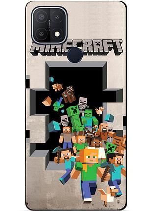 Силиконовый бампер чехол для oppo a15 a15s с игрой minecraft