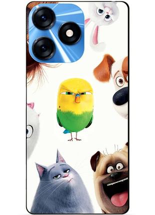 Силиконовый чехол бампер для tecno spark 10 с рисунком тайная жизнь домашних животных