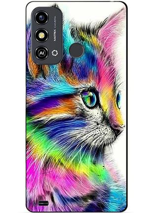 Силиконовый чехол бампер для zte blade a53 с рисунком акварельный кот