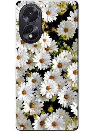 Силиконовый чехол бампер для oppo a18 с рисунком ромашки цветы
