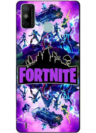 Силіконовий бампер чохол для tecno spark 6 go з малюнком fortnite marvel