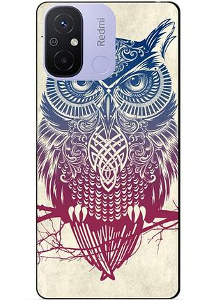 Силиконовый бампер чехол для xiaomi redmi 12c с рисунком сова