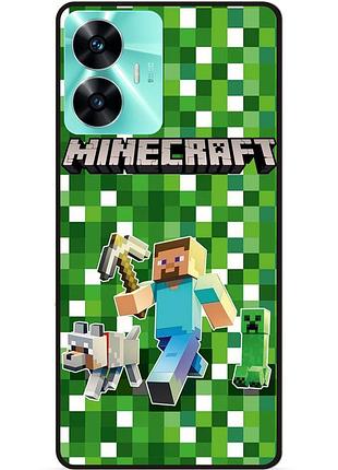 Силіконовий чохол бампер для realme c55 стів minecraft кріпер майнкрафт