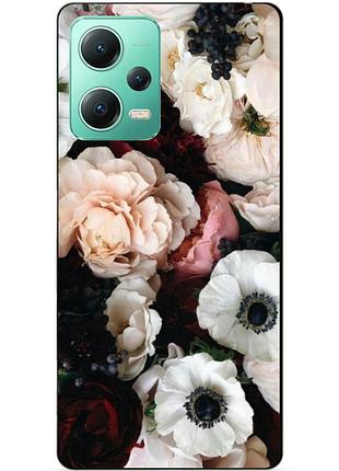 Силіконовий чохол бампер для xiaomi redmi note 12 5g з малюнком маки квіти