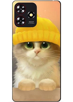 Силіконовий чохол бампер для zte blade a73 з малюнком котик у шапці