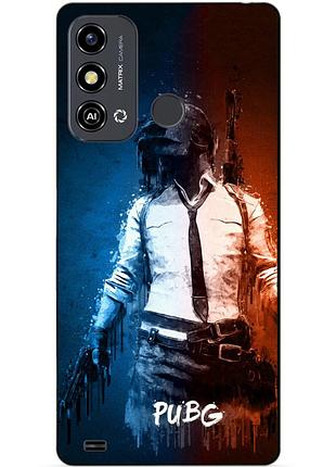 Силиконовый чехол бампер для zte blade a53 с рисунком puвg пабг