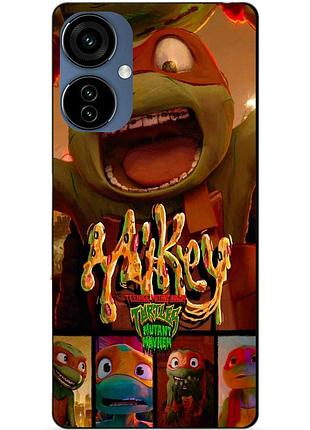 Силиконовый чехол бампер для tecno camon 19 neo с рисунком майки mikey черепашки ниндзя