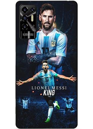 Силиконовый чехол бампер для tecno pova 2 с рисунком messi аргентина месси