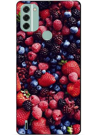 Силиконовый чехол бампер для nokia c31 с рисунком ягоды
