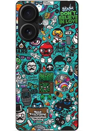 Силіконовий чохол бампер для iphone 16 plus з малюнком стикери