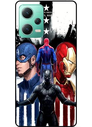 Силиконовый бампер чехол для xiaomi redmi note 12 5g с рисунком marvel марвел человек паук