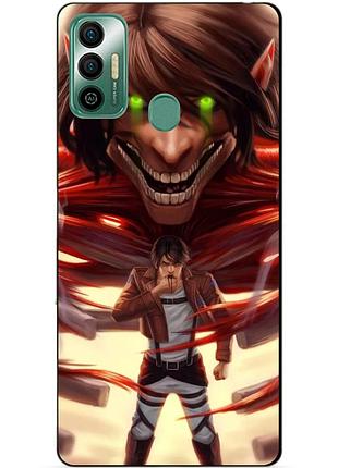 Силіконовий бампер чохол для tecno spark 7 з малюнком attack on titan