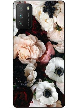 Силиконовый бампер чехол для xiaomi poco m3 с рисунком маки