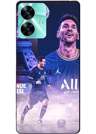 Силиконовый чехол бампер для realme c55 с рисунком messi psg месси