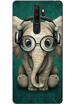 Силиконовый бампер чехол для oppo a5 2020 с рисунком слоник