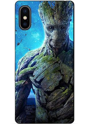 Силиконовый чехол бампер для iphone xs с рисунком грут groot стражи галактики