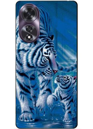 Силіконовий чохол бампер для oppo a60 з малюнком тигри