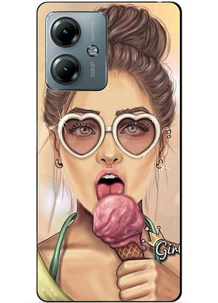 Силиконовый чехол бампер для motorola moto g14 с рисунком мороженое