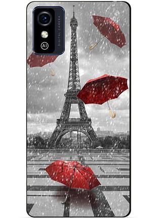Силиконовый бампер чехол для zte blade l9 с рисунком дождь в париже
