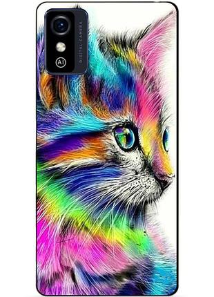 Силиконовый бампер чехол для zte blade l9 с рисунком акварельный кот