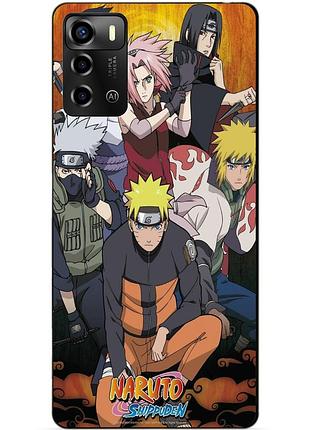 Силиконовый бампер чехол для zte blade a72 с рисунком naruto