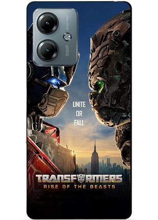 Силиконовый чехол бампер для motorola moto g14 с рисунком звероботы трансформеры transformers