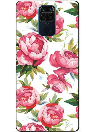 Силіконовий чохол бампер для xiaomi redmi note 9 з малюнком півонії квіти