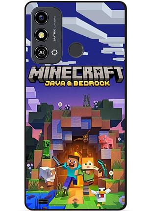 Силиконовый чехол бампер для zte blade a53 с картинкой майнкрафт minecraft