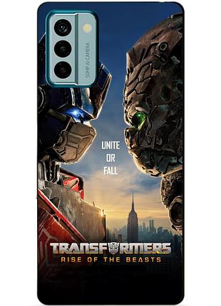 Силиконовый чехол бампер для nokia g22 с рисунком звероботы трансформеры transformers
