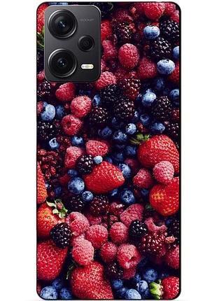Силиконовый бампер чехол для xiaomi redmi note 12 pro plus с рисунком ягоды