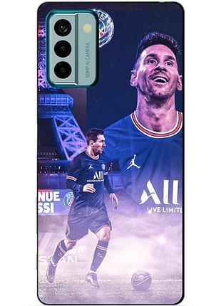Силиконовый чехол бампер для nokia g22 с рисунком messi psg месси