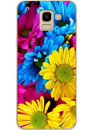 Бампер силиконовый для samsung j6 2018 galaxy j600 с рисунком хризантемы