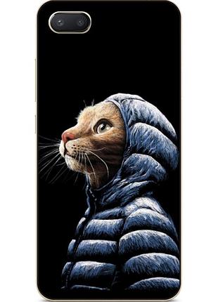 Силиконовый чехол для iphone 7 plus с рисунком кот в куртке
