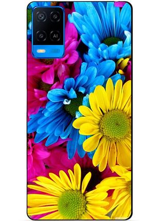 Силиконовый бампер чехол для oppo a54 с рисунком хризантемы