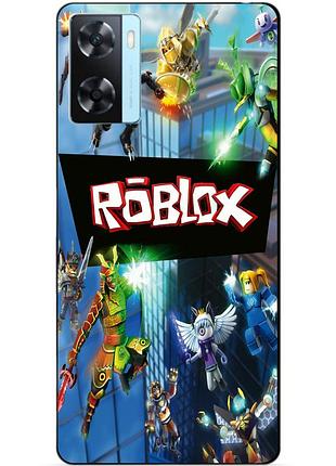 Силиконовый бампер чехол для oppo a57s с картинкой roblox