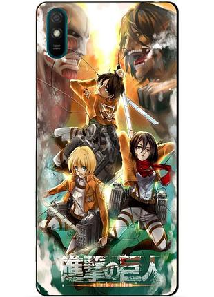 Силіконовий чохол бампер для xiaomi redmi 9a з малюнком атака на титанів attack on titan