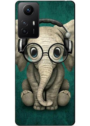 Силиконовый бампер чехол для xiaomi redmi note 12s с рисунком слоник