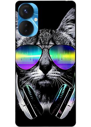 Силиконовый бампер чехол для tecno spark 9 pro с рисунком кот в очках