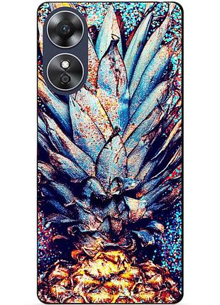 Силіконовий бампер чохол для oppo a17 з малюнком ананас